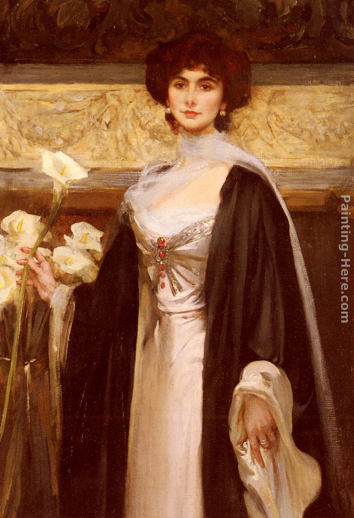 White Lilies painting - James Jebusa Shannon White Lilies art painting